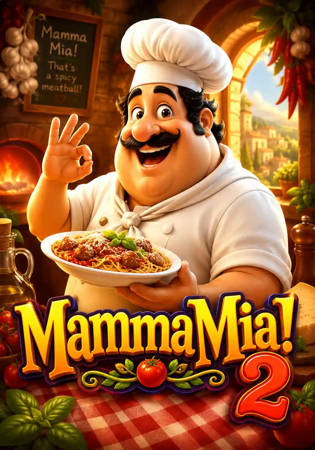 Mamma Mia 2 pokie by Betsoft Gaming featuring Italian chef